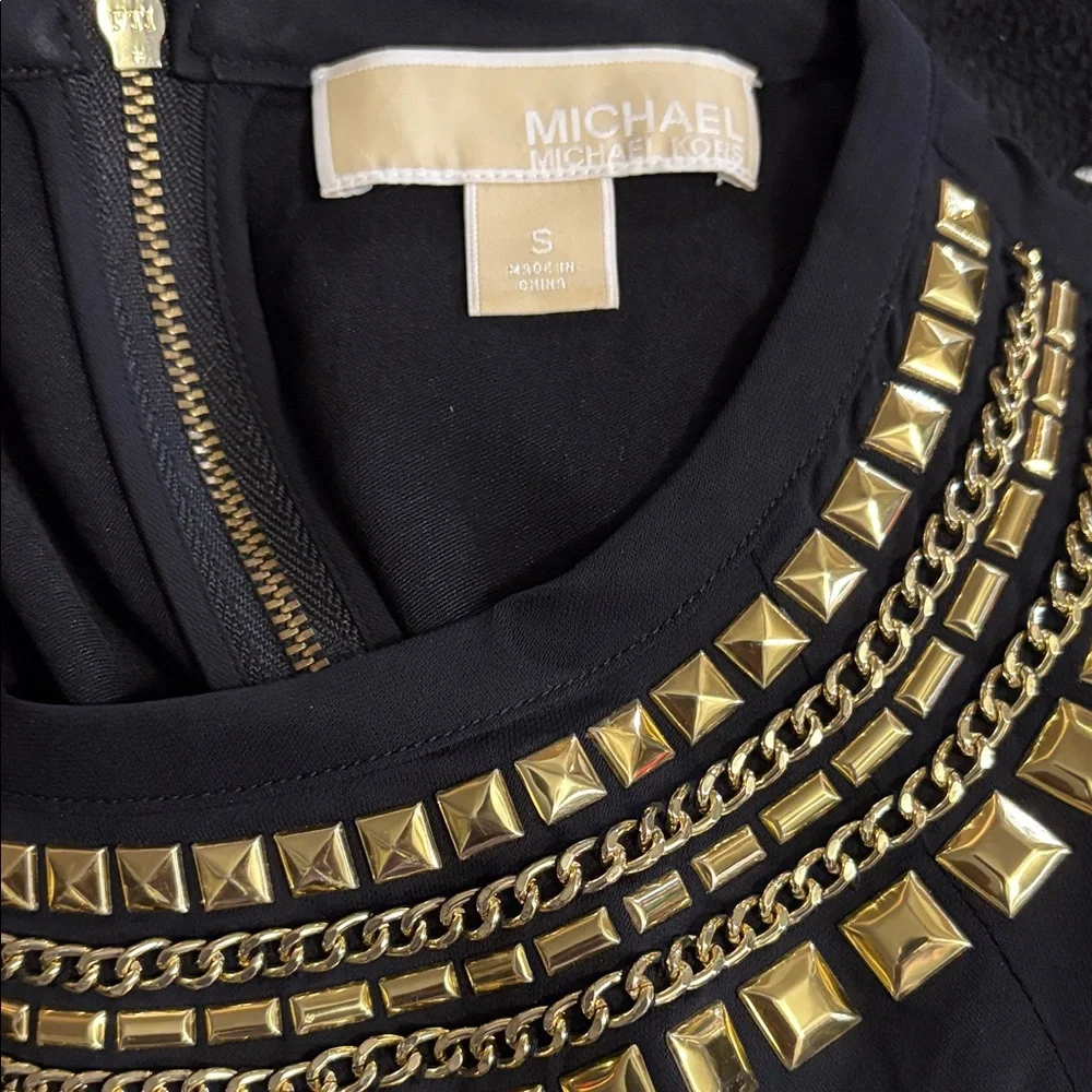 MICHAEL Michael Kors Black Mini Dress with Gold Accents - Picture 2 of 2